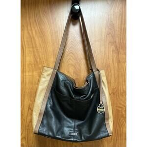 LODIS Texas Leather Erica Tote Purse Tri Color Detailed Boho Western 17x11 in